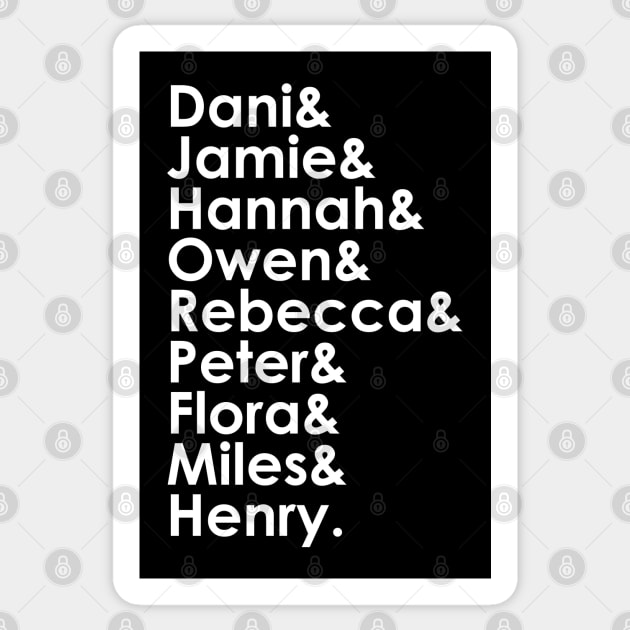 Character Names (White) - THOBM Sticker by Queerdelion